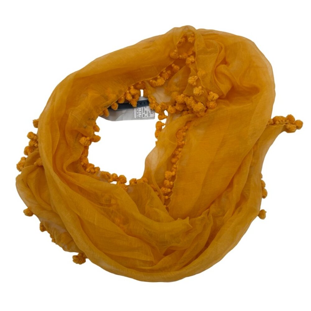 Civit Soft Orange Cotton & Silk Tassel Scarf